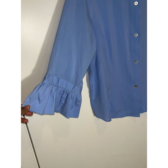 gretchen scott priss chiffon blouse french blue Women size L Large - Picture 3 of 8